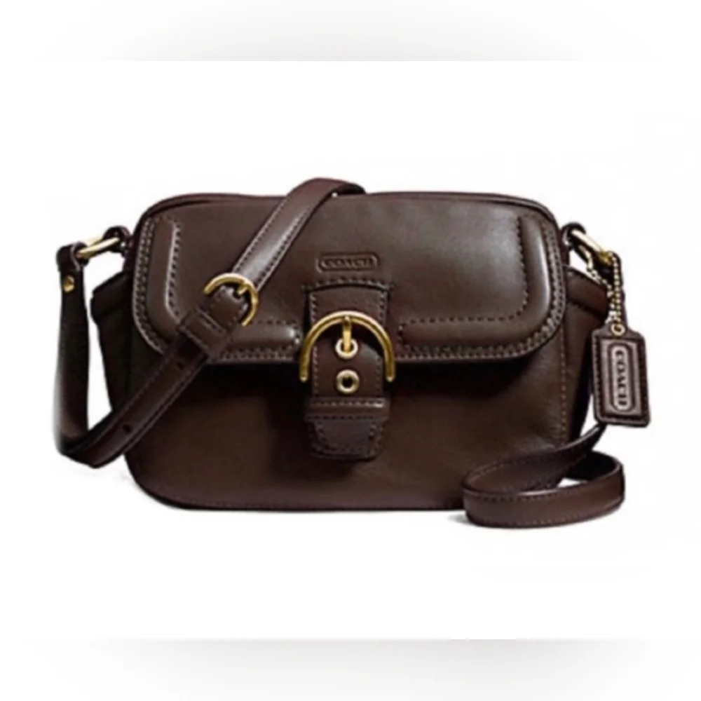 COACH Campbell Leather Camera Bag Crossbody Brown F25150
